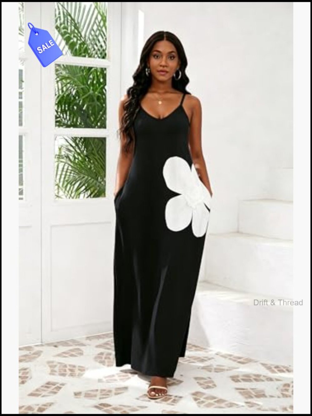 Womens Sleeveless Maxi Dress with Pockets Plus Size Loose Casual Sundress - Picture 3 of 6